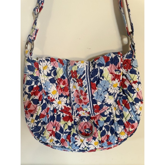 Vera Bradley Saddle Up Bag With Adjustable Strap. Floral Cottage Print Silver - Picture 1 of 9